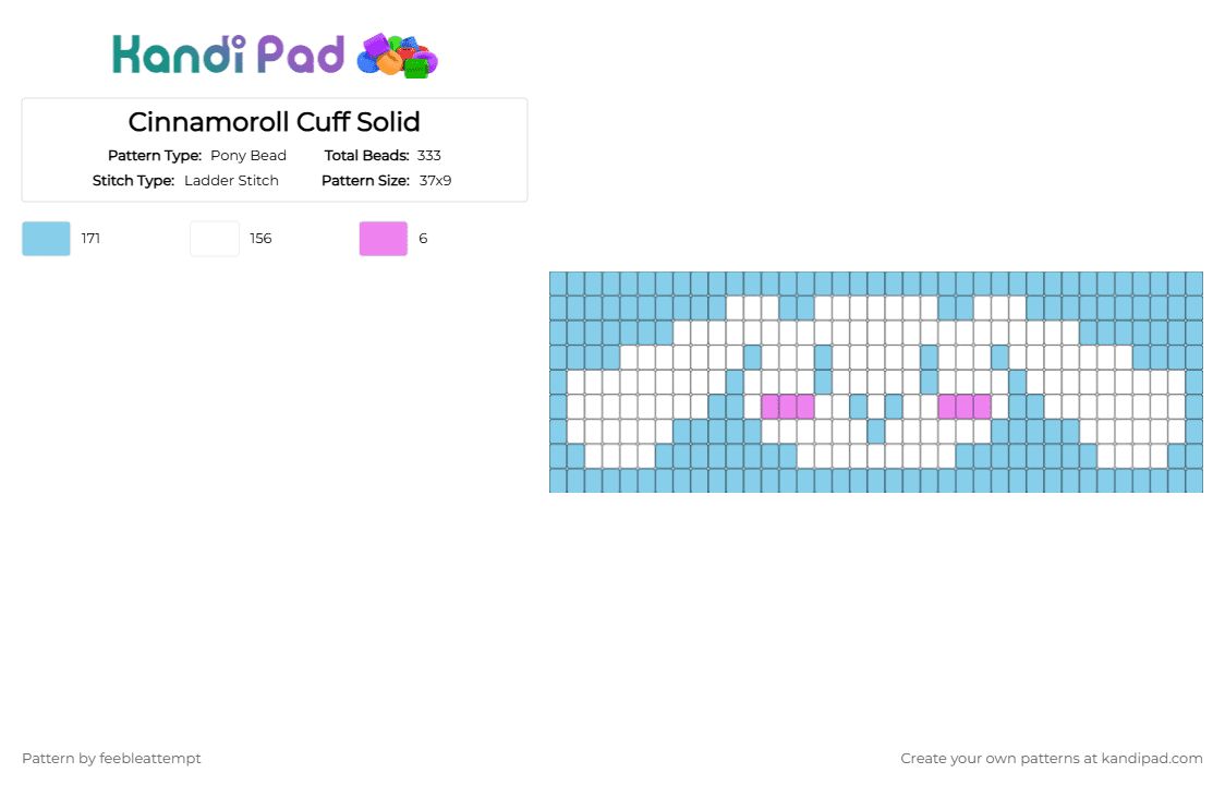Cinnamoroll Cuff Solid - Pony Bead Pattern by feebleattempt on Kandi Pad - light blue