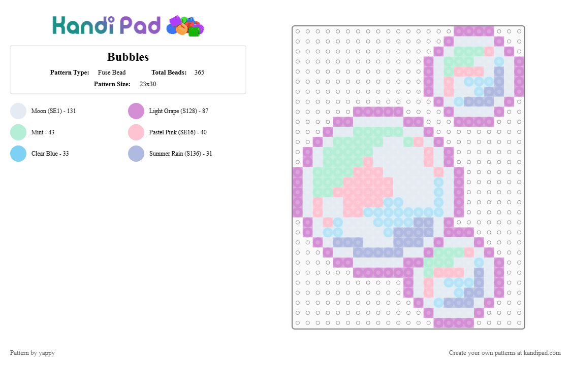 Bubbles - Fuse Bead Pattern by yappy on Kandi Pad - pink,light blue,transparrent