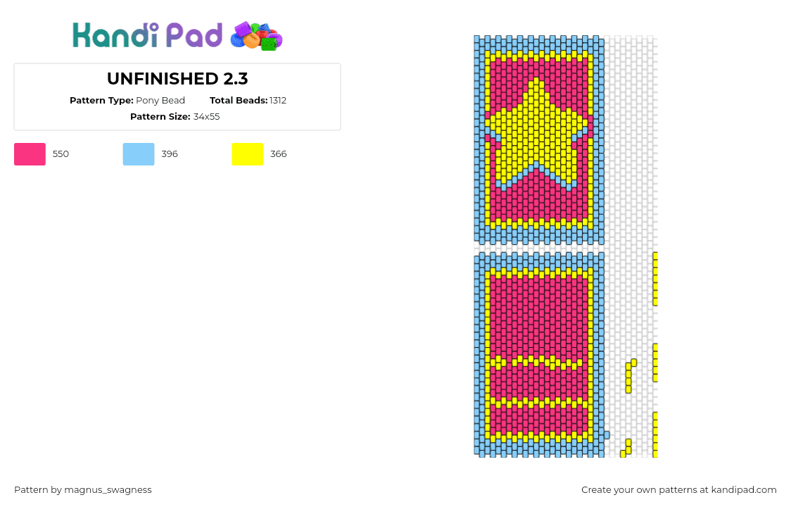 UNFINISHED 2.3 - Pony Bead Pattern by magnus_swagness on Kandi Pad - steven universe,star,stripes,panel,bag,cartoon,tv show,yellow,pink,light blue