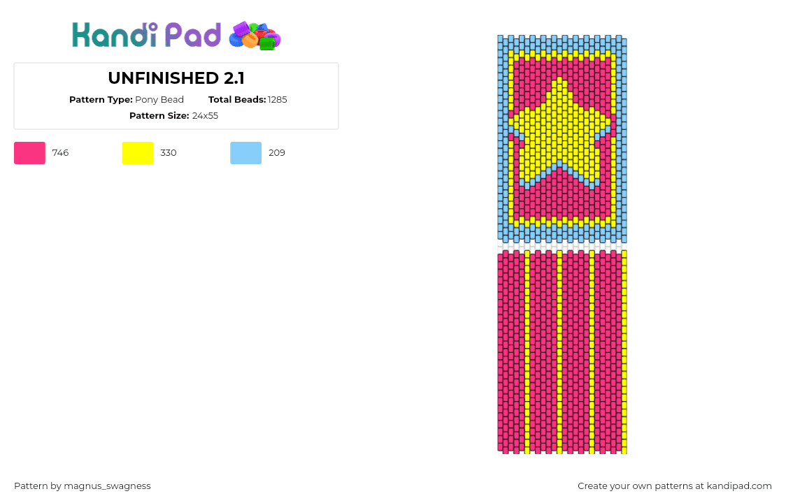 UNFINISHED 2.1 - Pony Bead Pattern by magnus_swagness on Kandi Pad - steven universe,star,stripes,panel,bag,cartoon,tv show,yellow,pink,light blue