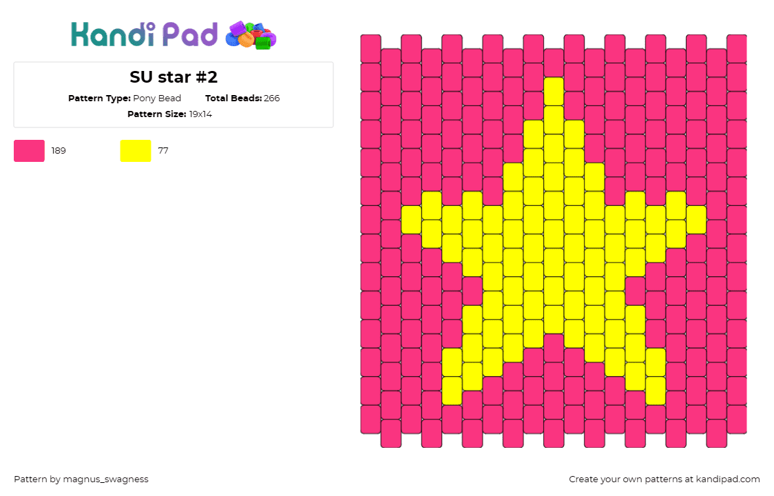 SU star #2 - Pony Bead Pattern by magnus_swagness on Kandi Pad - star,steven universe,cartoon,tv show,bright,panel,yellow,pink