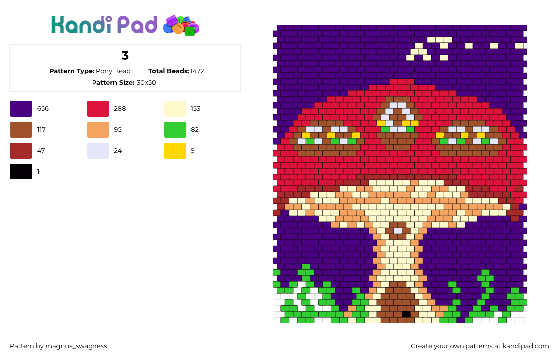 3 - Pony Bead Pattern by magnus_swagness on Kandi Pad - house,mushroom,landscape,fantasy,panel,purple,red,tan