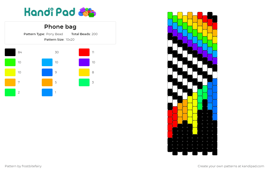 Phone bag - Pony Bead Pattern by frostbitefairy on Kandi Pad - rainbows,bag,stripes,geometric