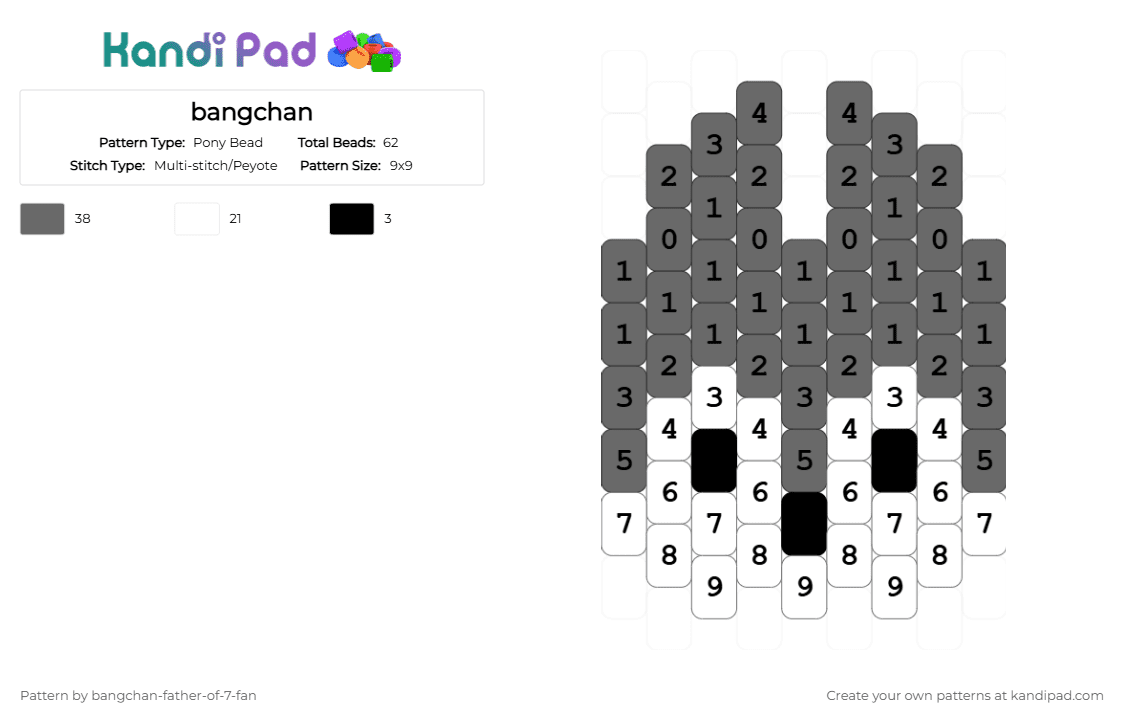 bangchan - Pony Bead Pattern by bangchan-father-of-7-fan on Kandi Pad - gray, white