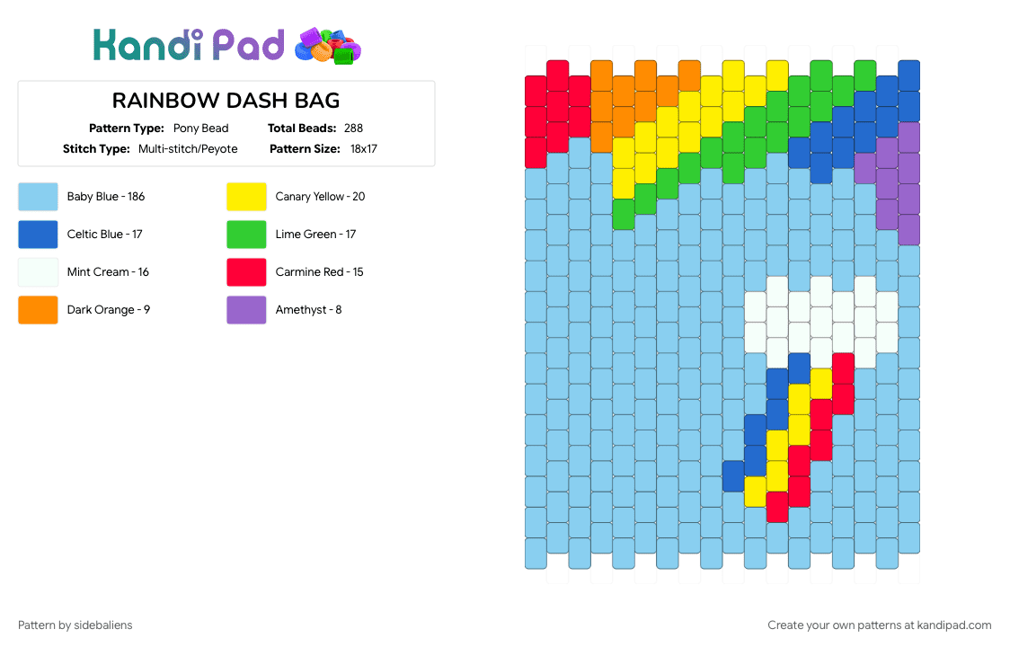 RAINBOW DASH BAG - Pony Bead Pattern by sidebaliens on Kandi Pad - bag, light blue, mlp, my little pony, panel, rainbow dash, rainbowdash