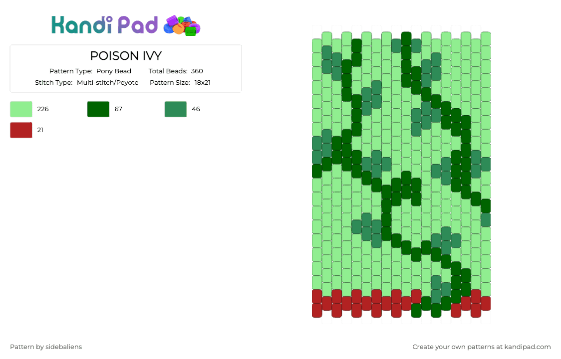 POISON IVY - Pony Bead Pattern by sidebaliens on Kandi Pad - bag, batman, crossbody, poison ivy, teal