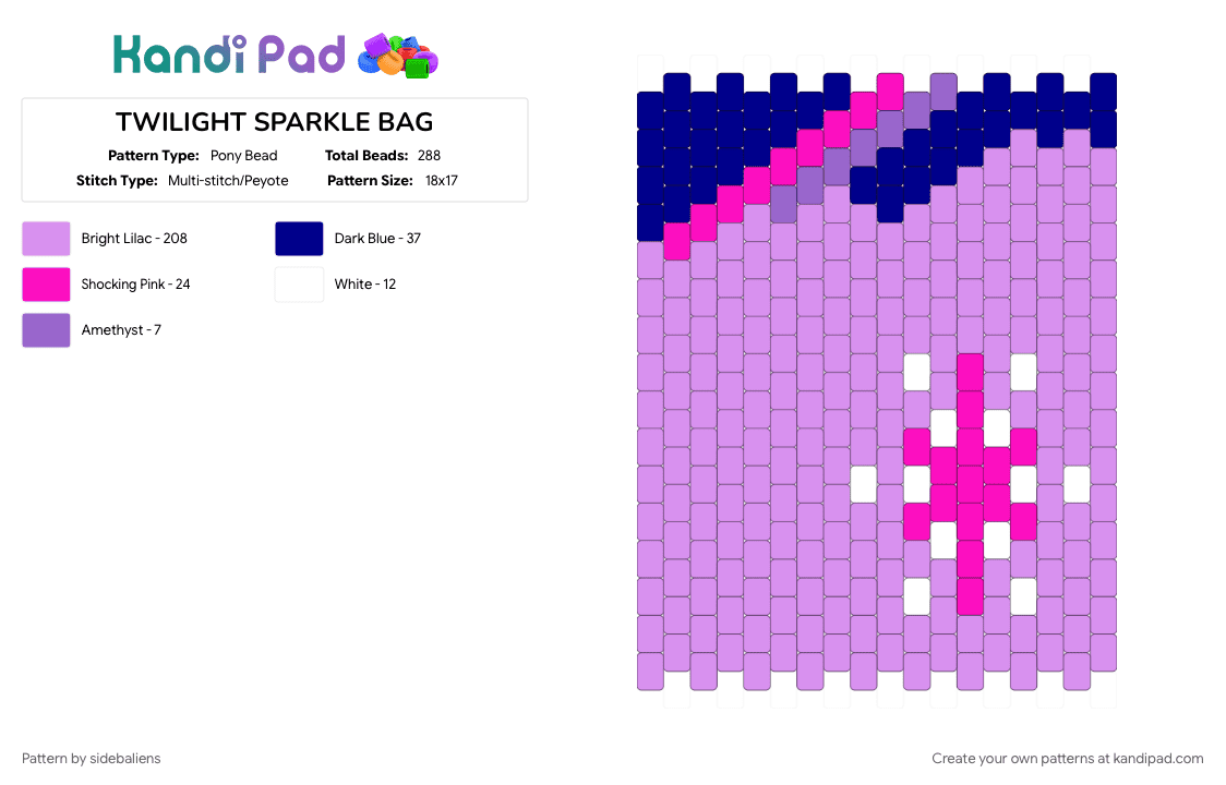 TWILIGHT SPARKLE BAG - Pony Bead Pattern by sidebaliens on Kandi Pad - bag, mlp, my little pony, panel, pink, twilight sparkle, twilightsparkle