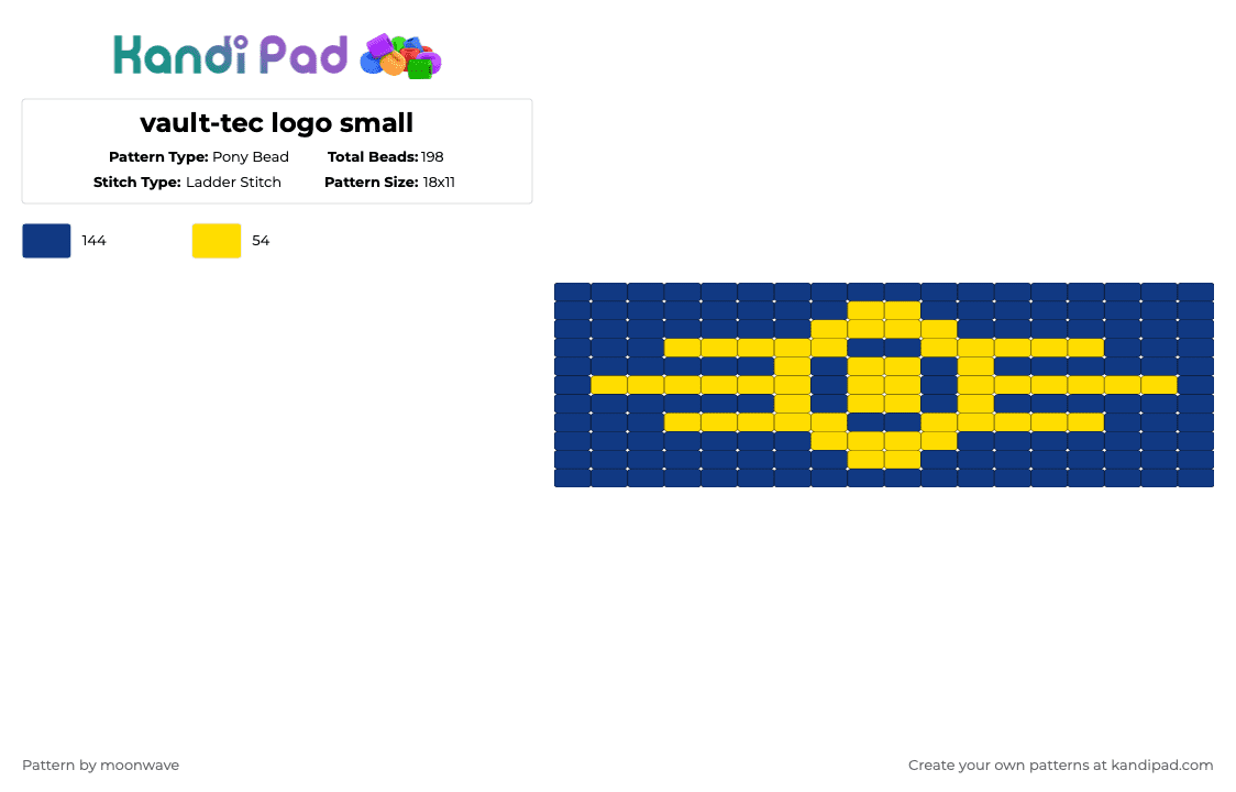 vault-tec logo small - Pony Bead Pattern by moonwave on Kandi Pad - yellow,blue,fallout,vaulttec