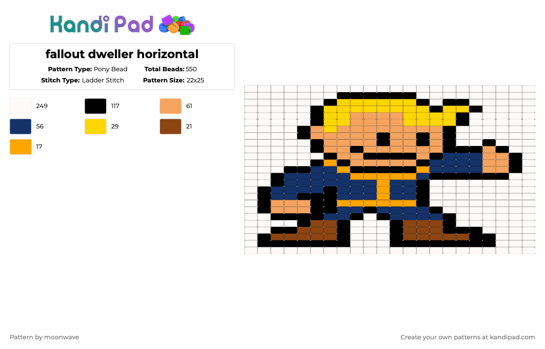Fallout dweller horizontal Pony Bead Pattern - Kandi Pad | Kandi ...