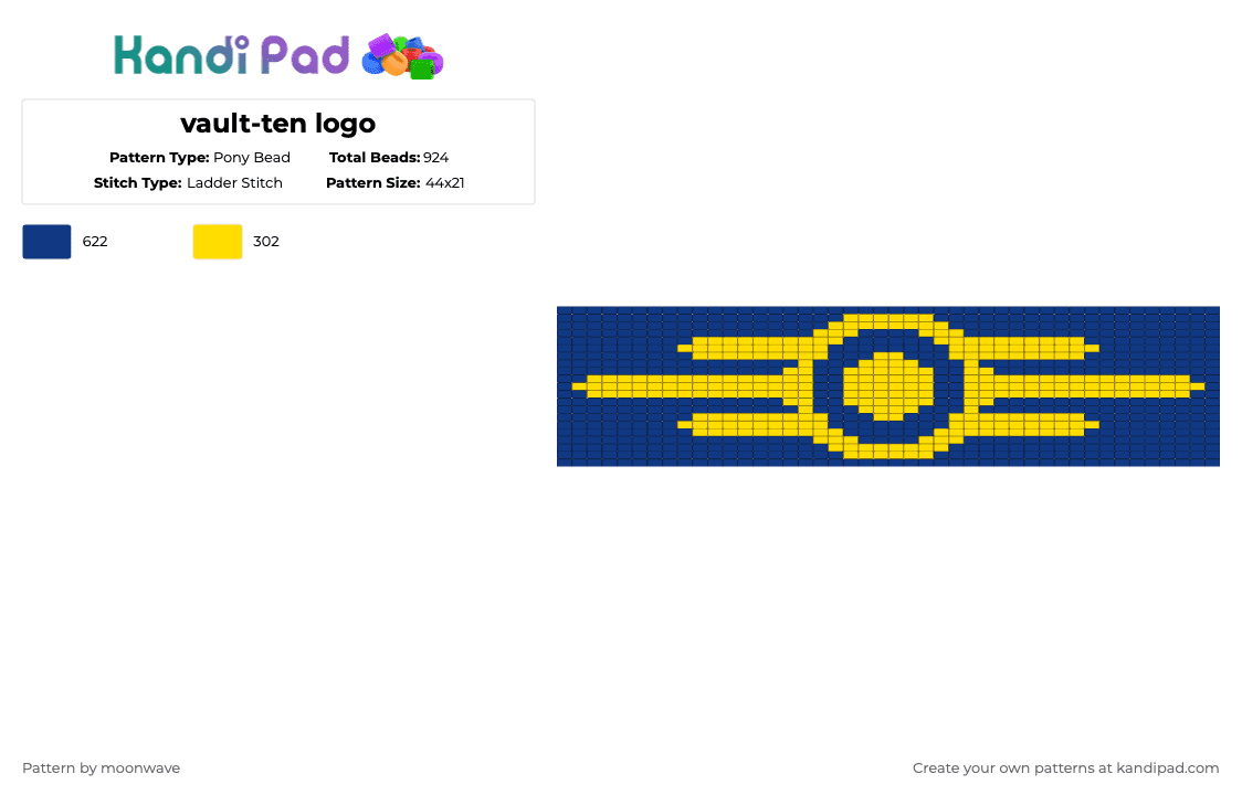 vault-tec logo - Pony Bead Pattern by moonwave on Kandi Pad - blue,yellow,fallout,vaulttec