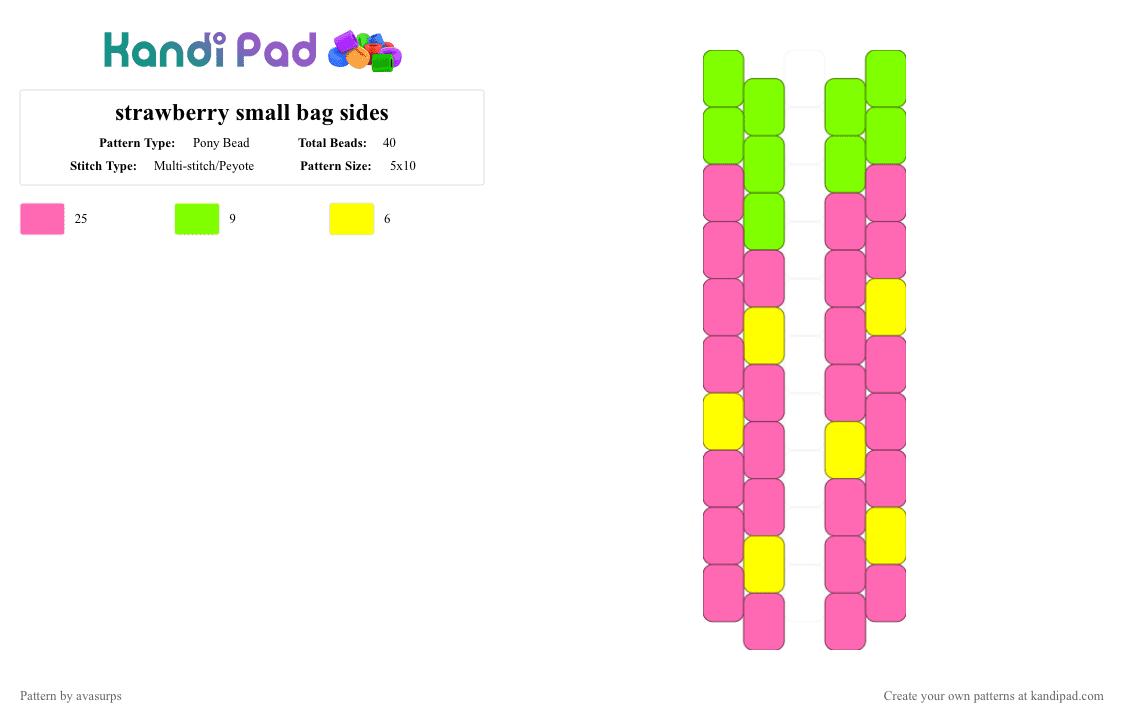 strawberry small bag sides - Pony Bead Pattern by avasurps on Kandi Pad - 