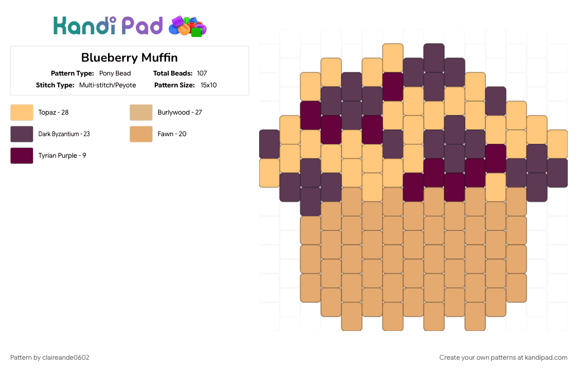 Blueberry Muffin - Pony Bead Pattern by claireande0602 on Kandi Pad - orange, pink