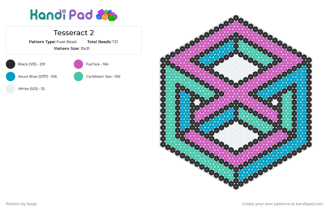Tesseract 2 - Fuse Bead Pattern by boojz on Kandi Pad - pink