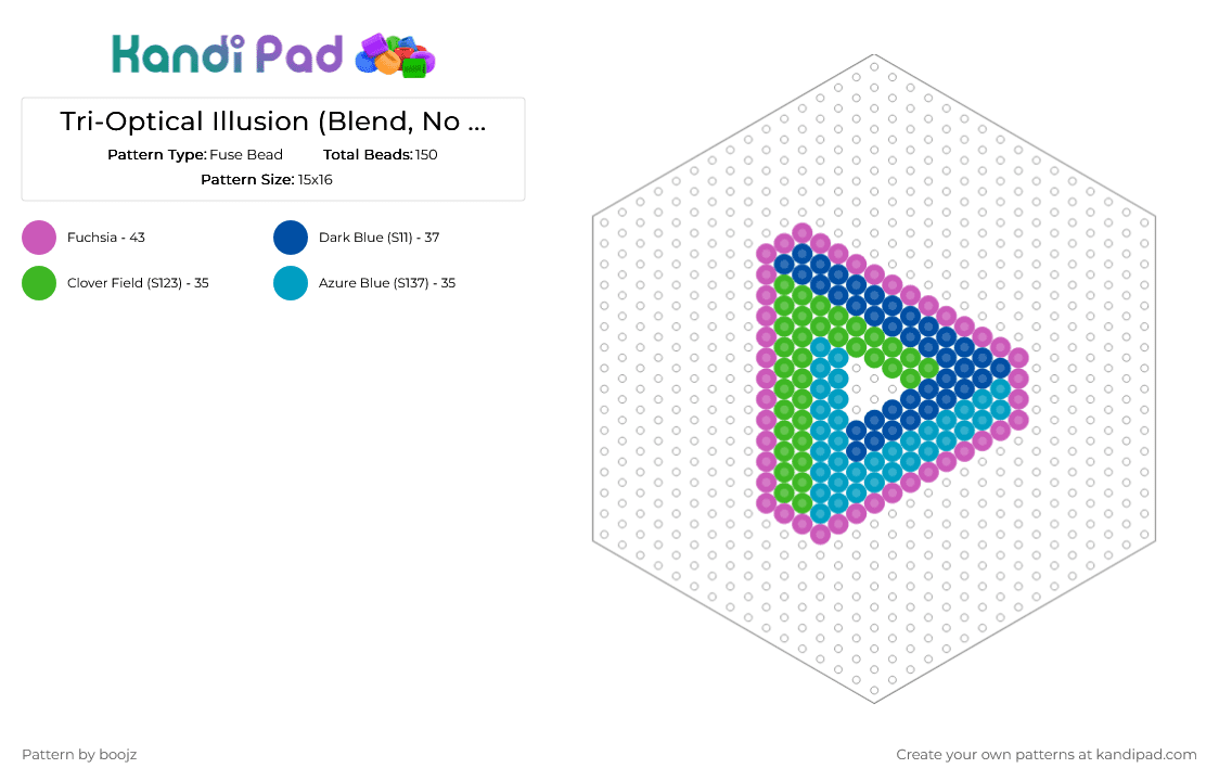 Tri-Optical Illusion (Blend, No Lines, Keychain-Size) - Fuse Bead Pattern by boojz on Kandi Pad - blue,pink