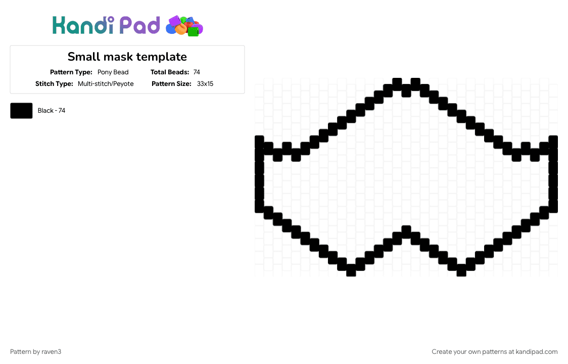 Doll mask template - Pony Bead Pattern by raven3 on Kandi Pad - black