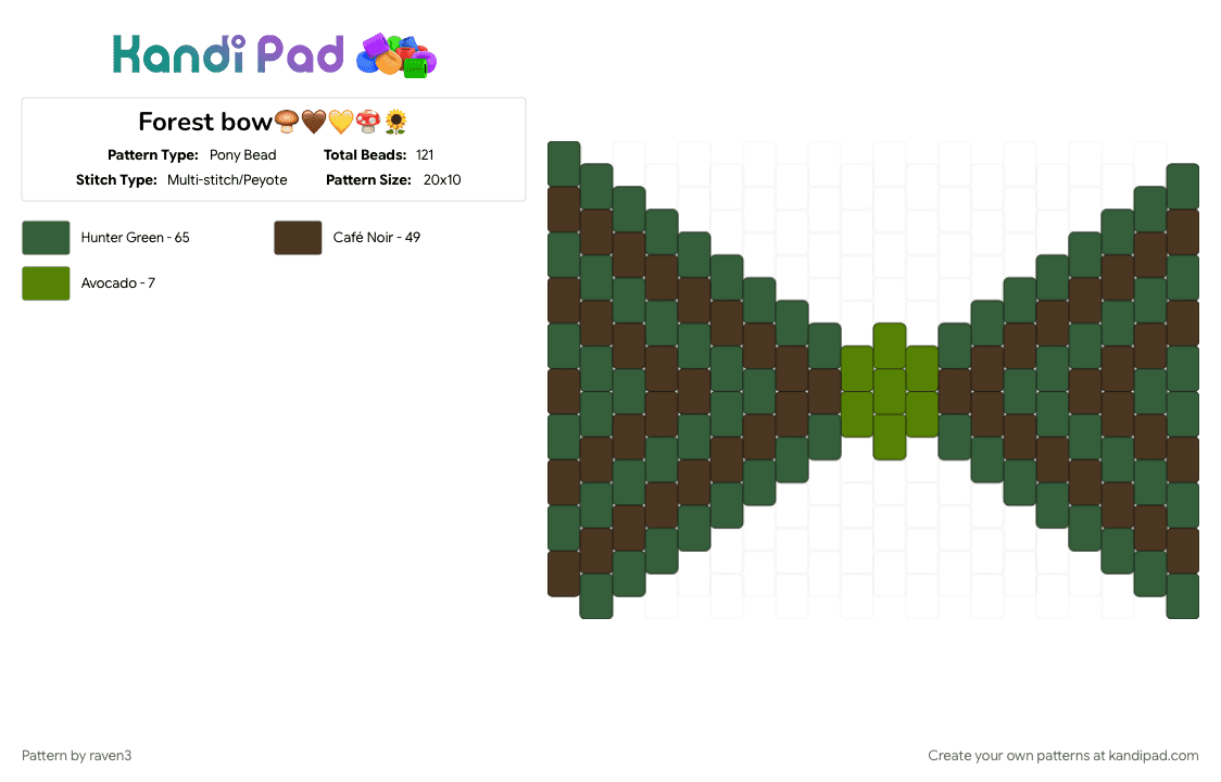 Forest bow🍄‍🟫🤎💛🍄🌻 - Pony Bead Pattern by raven3 on Kandi Pad - bow, brown, cotdbows, forest, gray, green