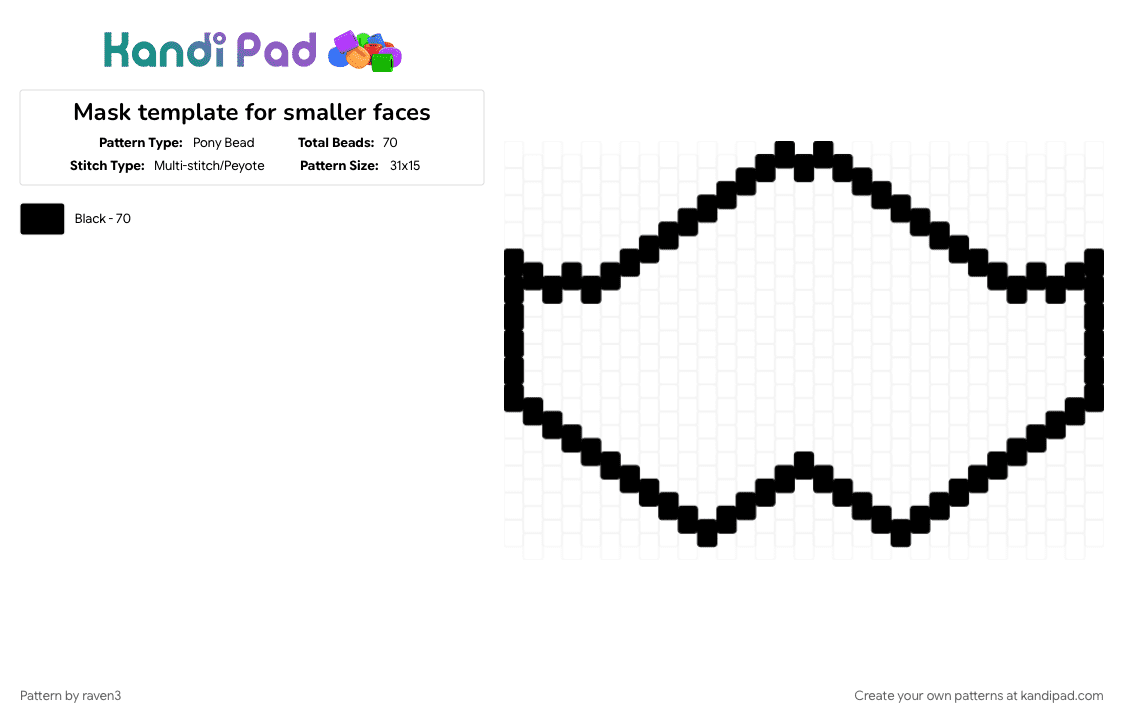 Mask template for smaller faces - Pony Bead Pattern by raven3 on Kandi Pad - 