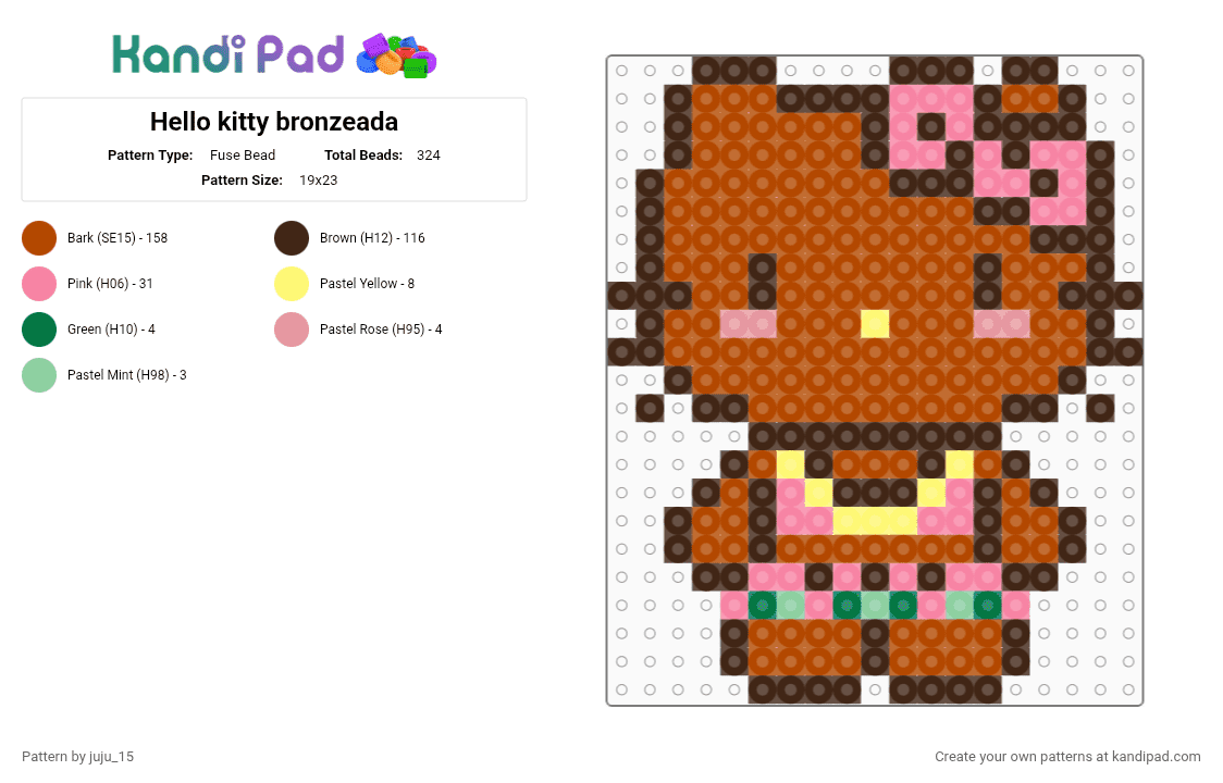 Hello kitty bronzeada - Fuse Bead Pattern by juju_15 on Kandi Pad - brown, red
