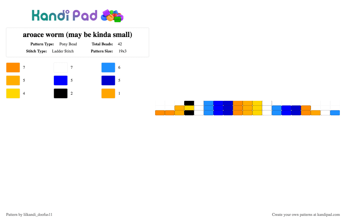 aroace worm (may be kinda small) - Pony Bead Pattern by lilkandi_doofus11 on Kandi Pad - orange, purple