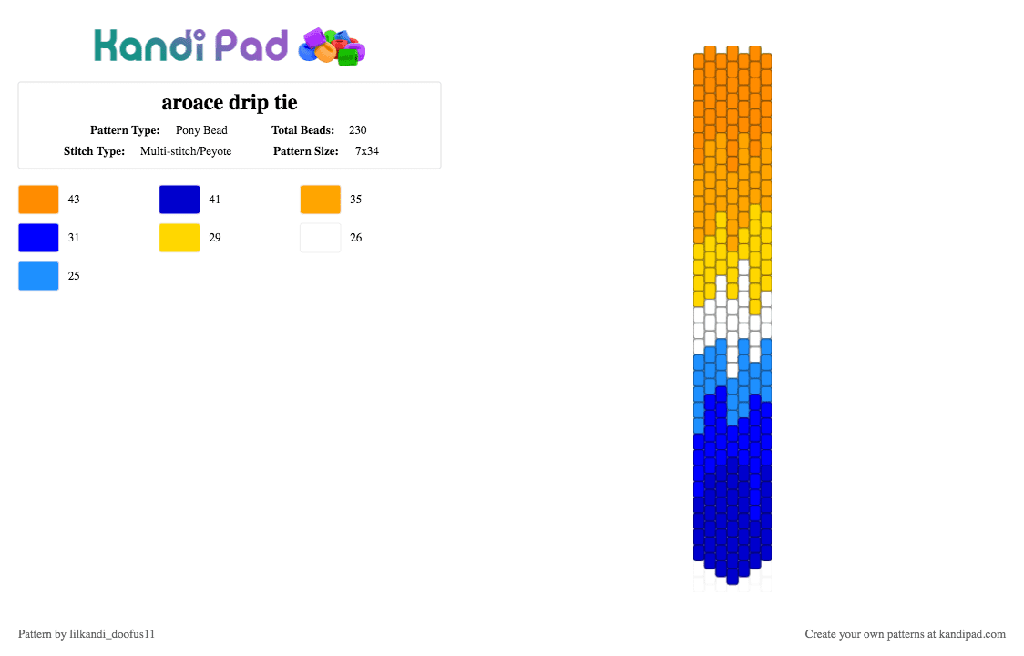 aroace drip tie - Pony Bead Pattern by lilkandi_doofus11 on Kandi Pad - aroace tie pride water, orange, purple