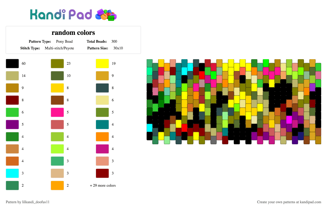 random colors - Pony Bead Pattern by lilkandi_doofus11 on Kandi Pad - colors, lilkandidoofus, multistitch