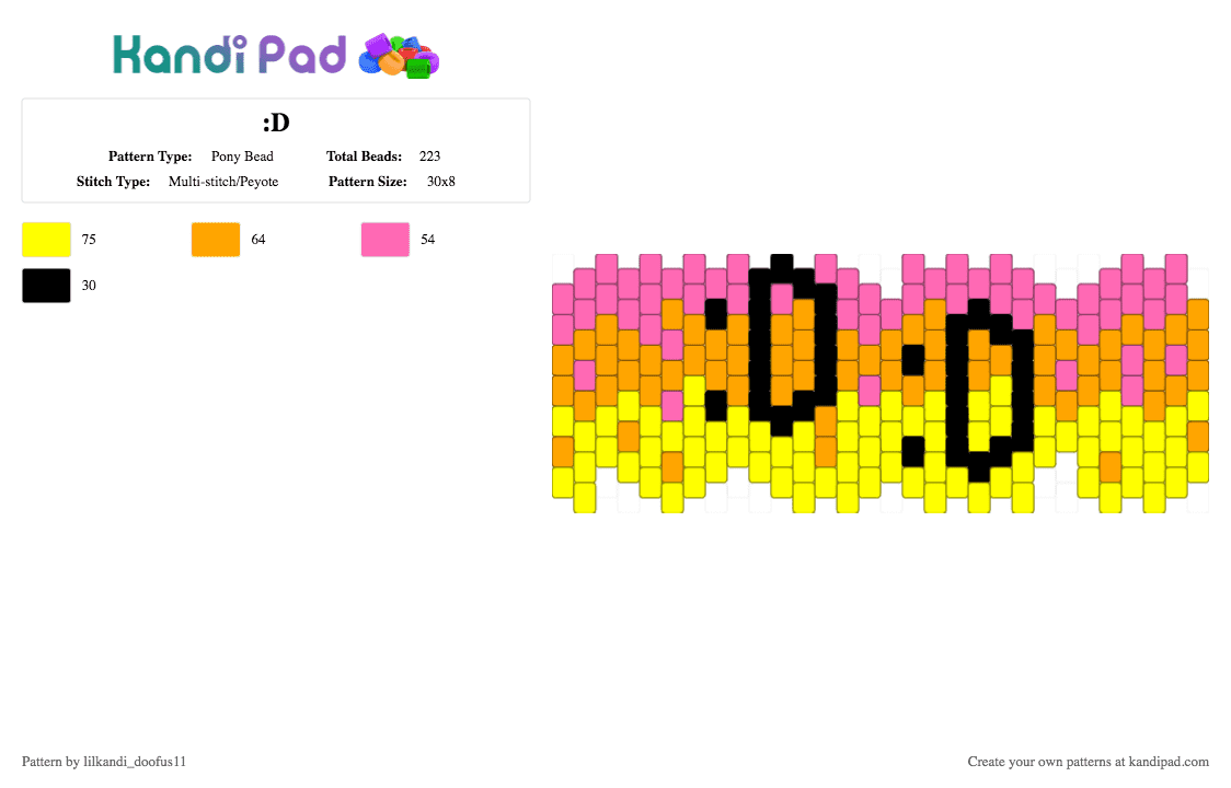 :D - Pony Bead Pattern by lilkandi_doofus11 on Kandi Pad - orange,yellow
