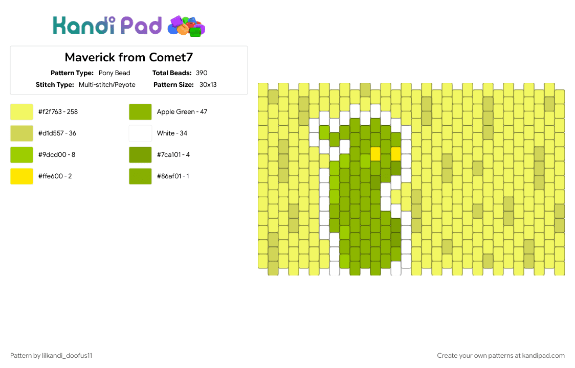 Maverick from Comet7 - Pony Bead Pattern by lilkandi_doofus11 on Kandi Pad - comet7, maverick, pizookie, webcomic, yellow