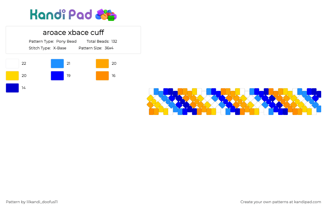 aroace xbace cuff - Pony Bead Pattern by lilkandi_doofus11 on Kandi Pad - orange, purple