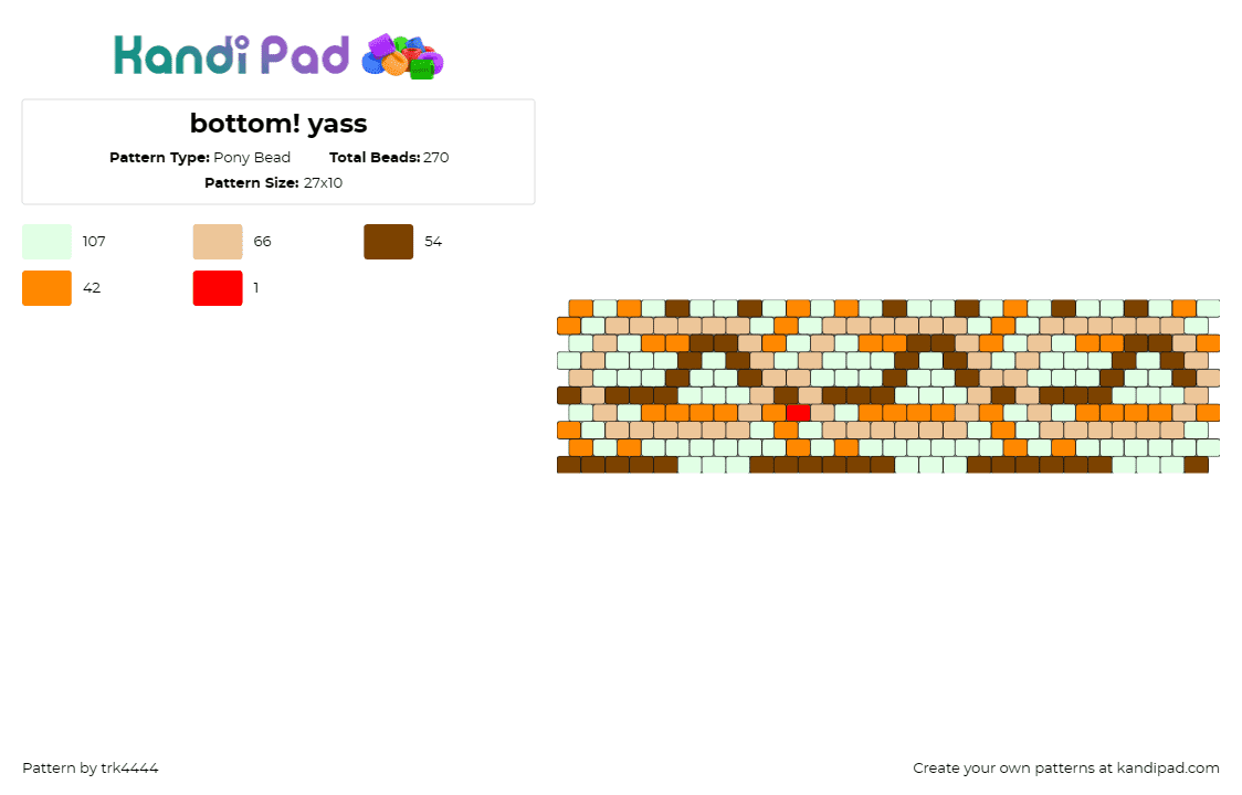 bottom! yass - Pony Bead Pattern by trk4444 on Kandi Pad - geometric,random,cuff,orange