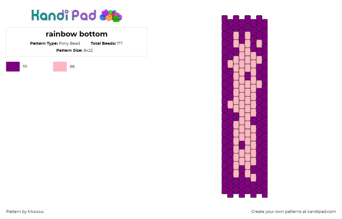 rainbow bottom - Pony Bead Pattern by trk4444 on Kandi Pad - 