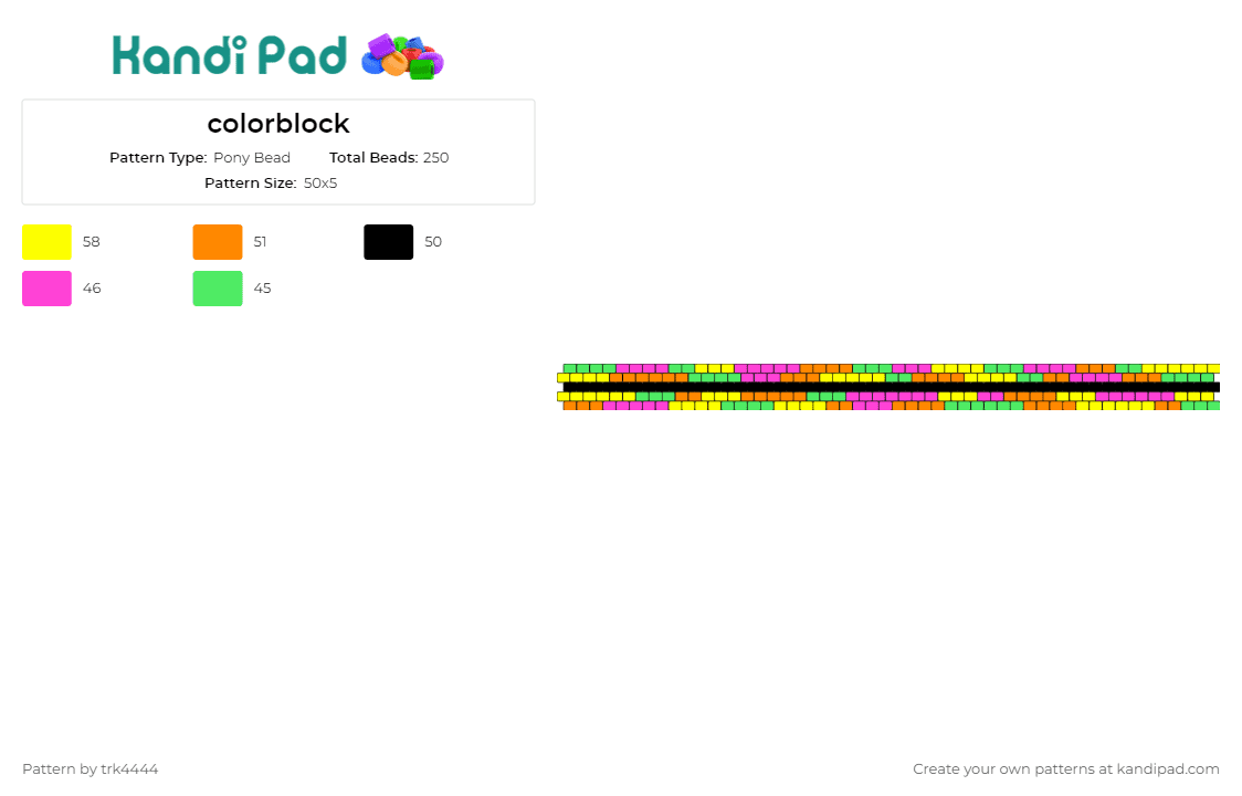 colorblock - Pony Bead Pattern by trk4444 on Kandi Pad - colorful