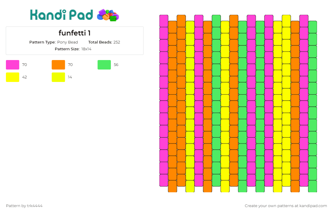 funfetti 1 - Pony Bead Pattern by trk4444 on Kandi Pad - stripes,colorful,panel