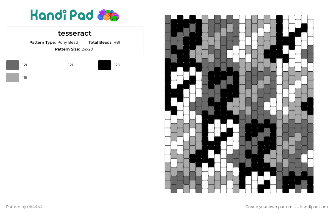 tesseract - Pony Bead Pattern by trk4444 on Kandi Pad - tesseract,geometric,four-dimensional,cube,intricate,grayscale,complex,shapes,dimensions,black,gray
