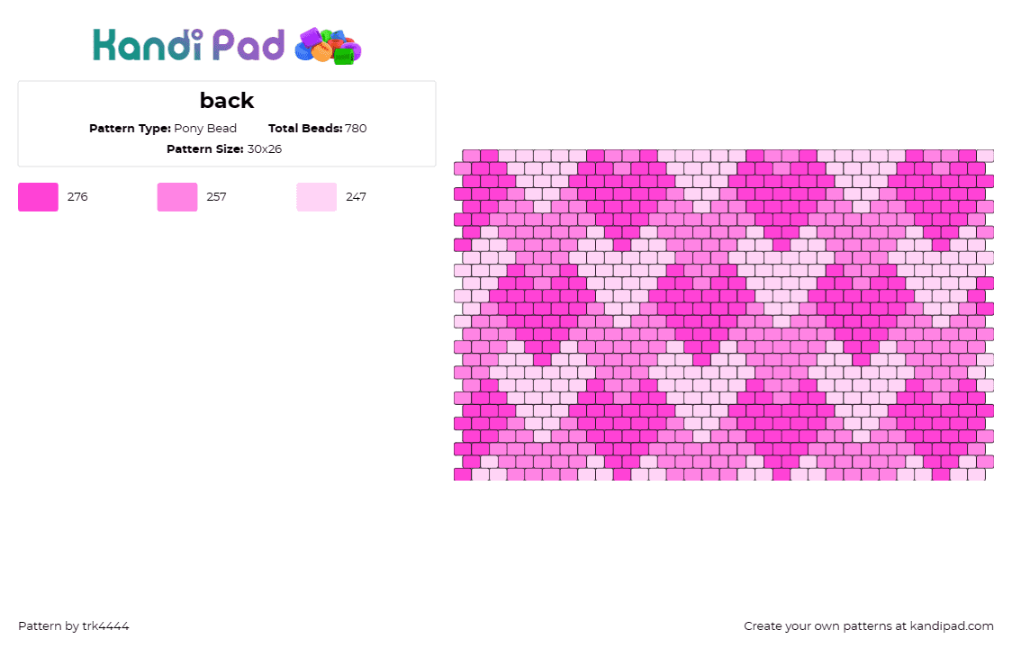 back - Pony Bead Pattern by trk4444 on Kandi Pad - hearts,geometric,repeating,panel,bright,valentine,pink