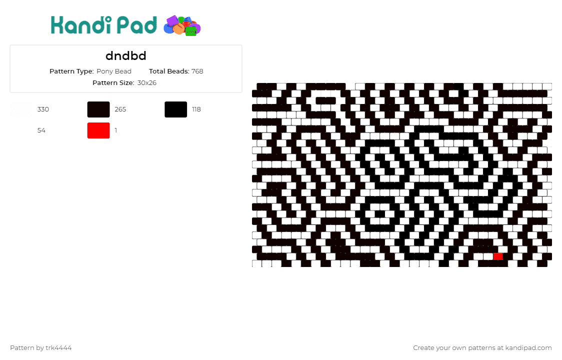 dndbd - Pony Bead Pattern by trk4444 on Kandi Pad - geometric and white,cuff