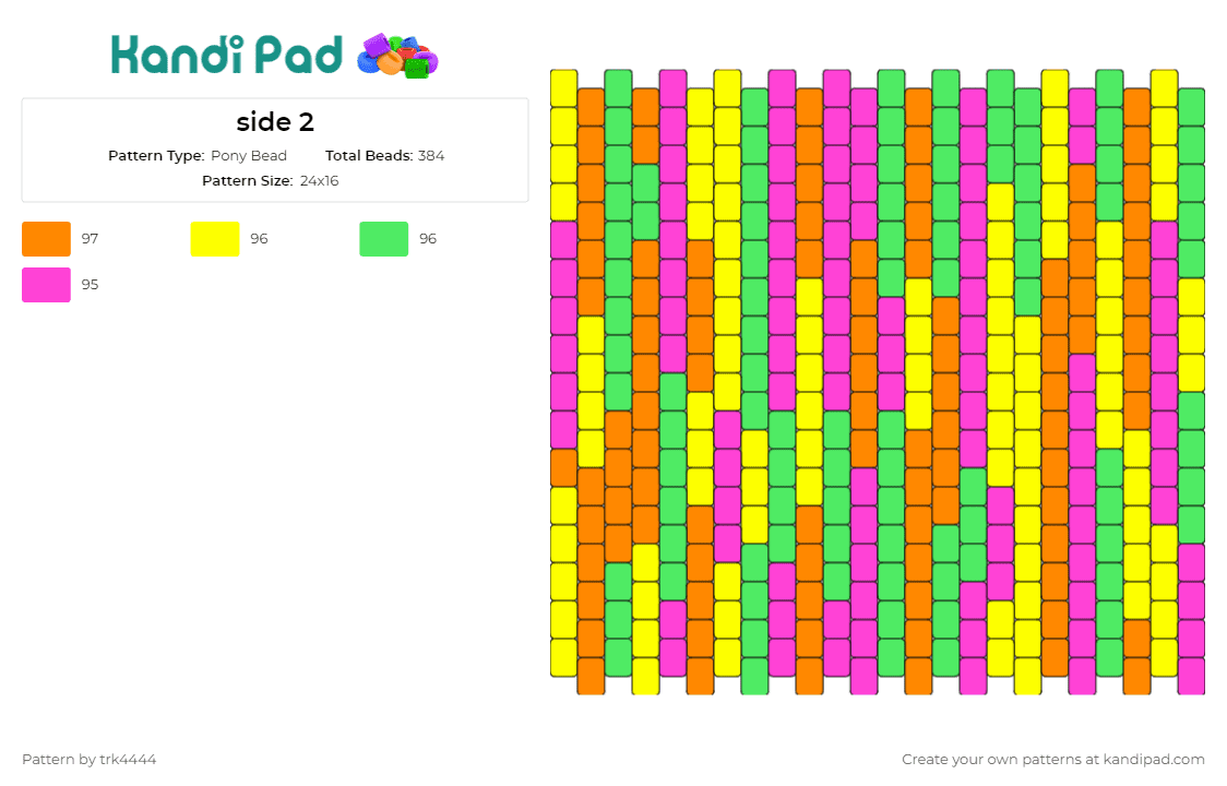 side 2 - Pony Bead Pattern by trk4444 on Kandi Pad - colorful,stripes,panel