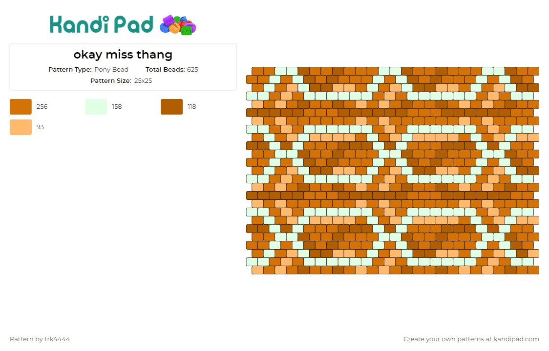 okay miss thang - Pony Bead Pattern by trk4444 on Kandi Pad - geometric,chain,panel