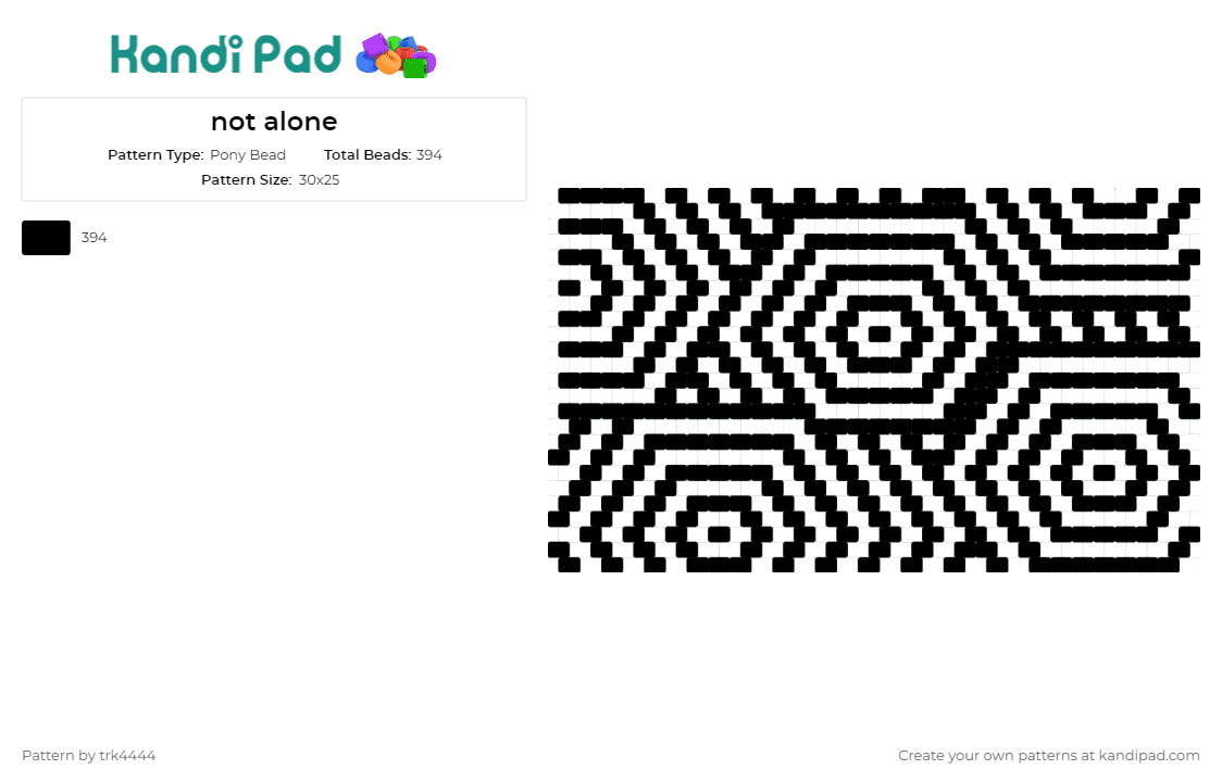 not alone - Pony Bead Pattern by trk4444 on Kandi Pad - geometric and white,panel