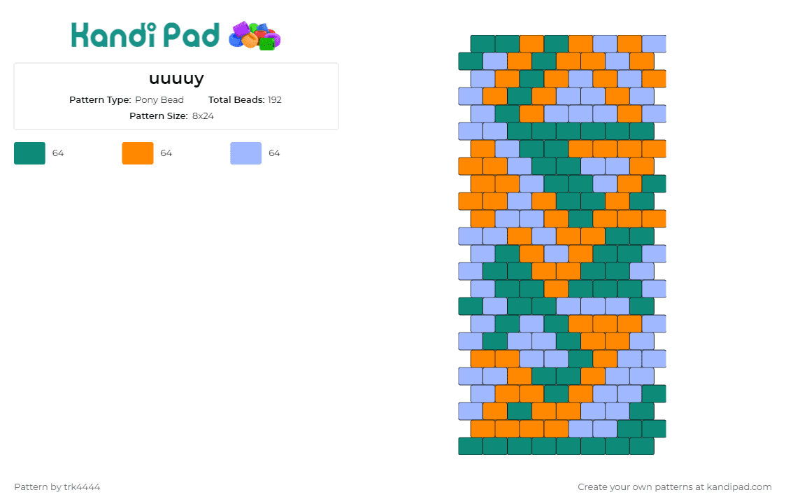 uuuuy - Pony Bead Pattern by trk4444 on Kandi Pad - geometric,mosaic,intricate,harmonious,visual,artistic,orange,blue,green