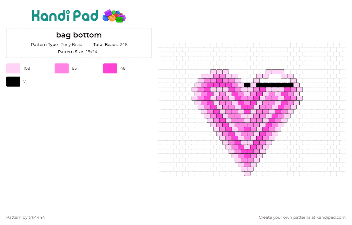 bag bottom - Pony Bead Pattern by trk4444 on Kandi Pad - bag,hearts,love,panel