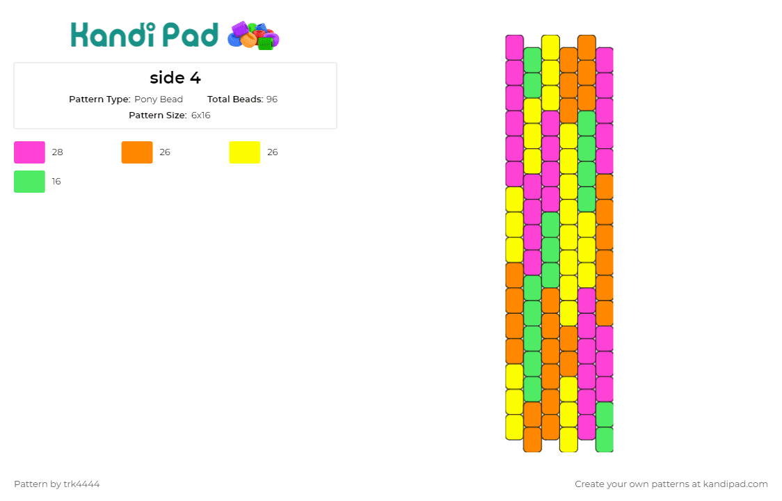 side 4 - Pony Bead Pattern by trk4444 on Kandi Pad - colorful,stripes,panel