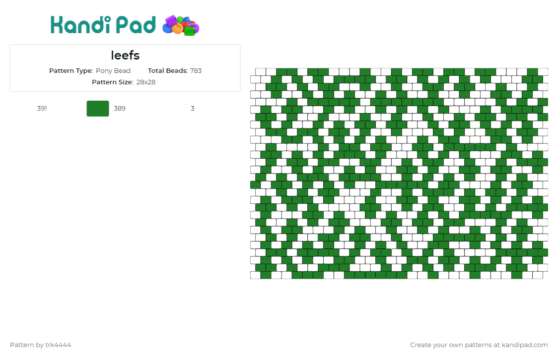 leefs - Pony Bead Pattern by trk4444 on Kandi Pad - leaf,leaves,geometric,panel
