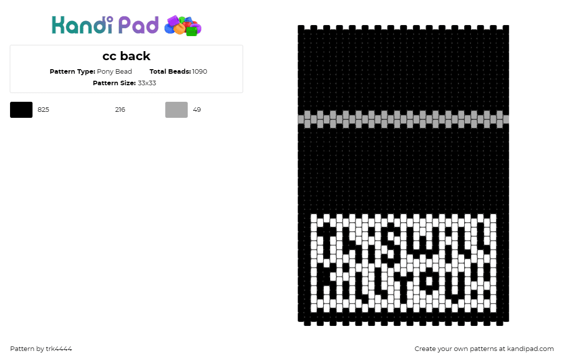 cc back - Pony Bead Pattern by trk4444 on Kandi Pad - this will kill you,cigarettes,text,smoking,pack,panel,black,white