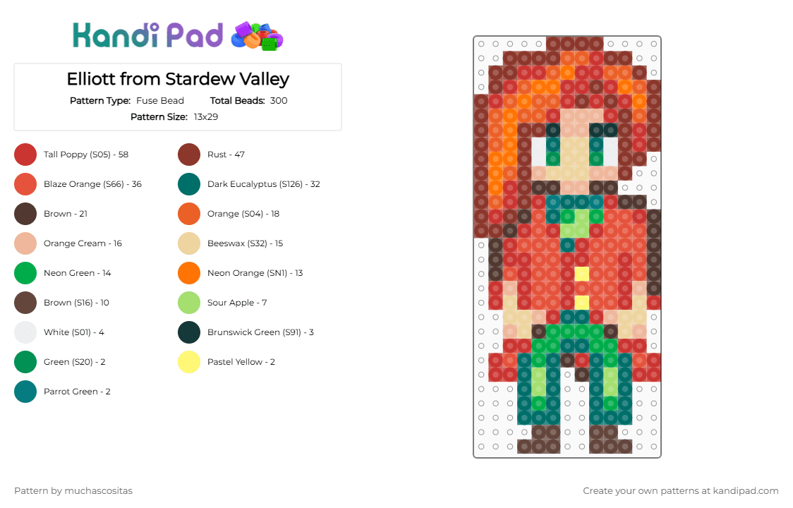 Elliott from Stardew Valley - Fuse Bead Pattern by muchascositas on Kandi Pad - 