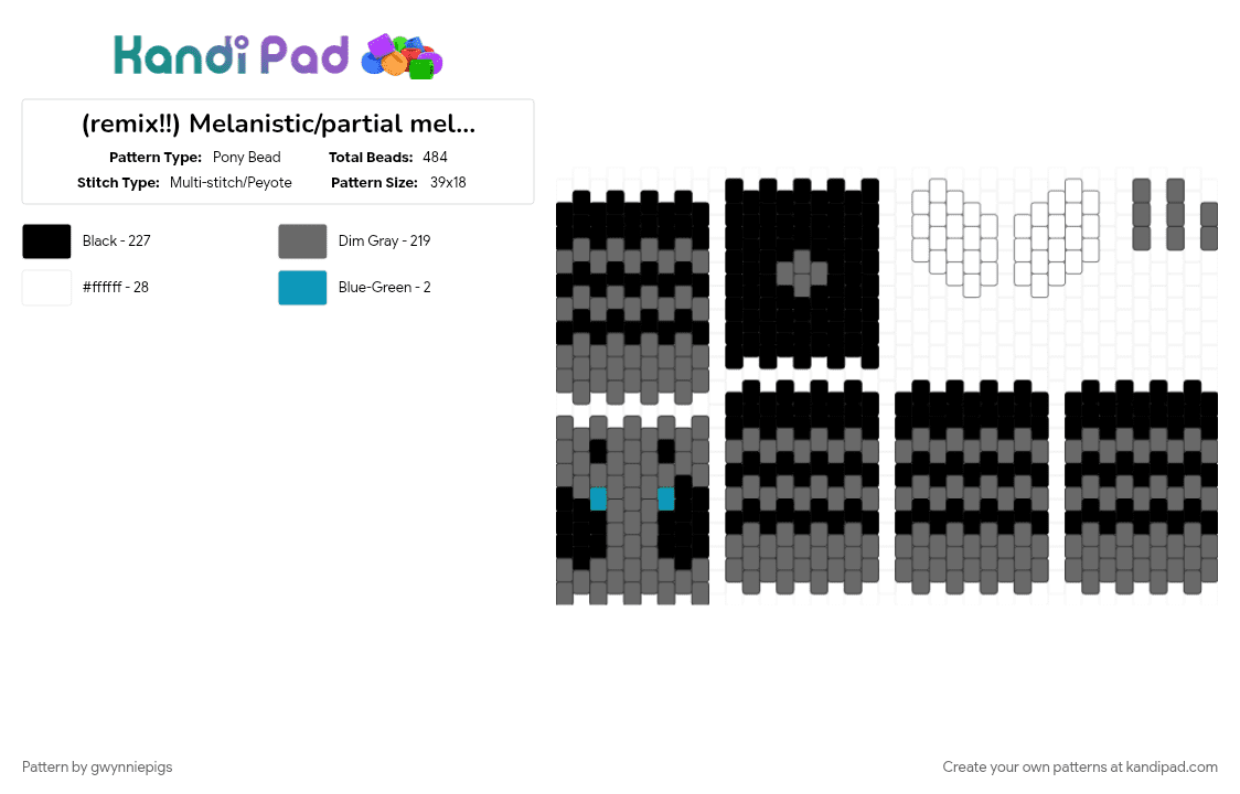 (remix!!) Melanistic/partial melanistic Minecraft Bee - Pony Bead Pattern by gwynniepigs on Kandi Pad - gray