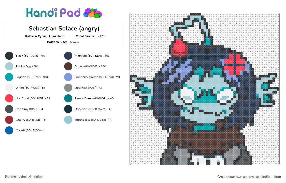 Angry ass fish - Fuse Bead Pattern by thelaziestidiot on Kandi Pad - character, fish, pressure, pressure roblox, sebastian solace, sebastian solace pressure, video game