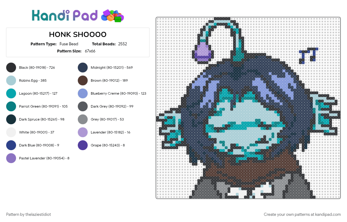 HONK SHOOOO - Fuse Bead Pattern by thelaziestidiot on Kandi Pad - character, fish, pressure, pressure roblox, roblox, sebastian solace, sebastian solace pressure, video game