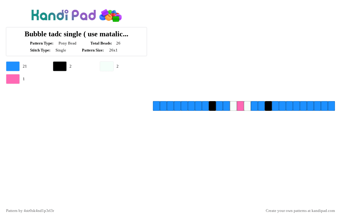 Bubble tadc single ( use matalic or see through blue beads) - Pony Bead Pattern by 4str0sk4nd1p3rl3r on Kandi Pad - light blue