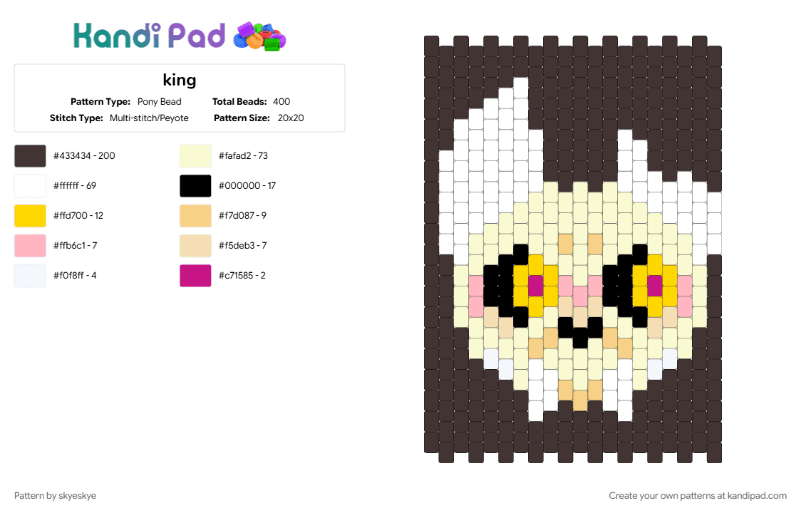 king - Pony Bead Pattern by skyeskye on Kandi Pad - brown