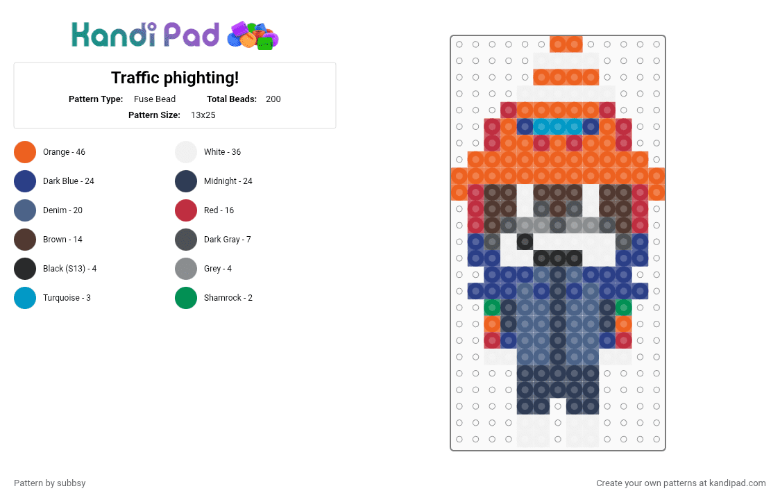Phighting // Traffic ! - Fuse Bead Pattern by subbsy on Kandi Pad - blue, orange, phighter, phighting, purple, roblox, traffic